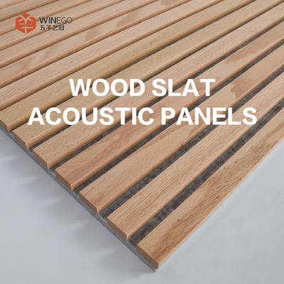Yapıştırma Yapısı Çubuk Akustik Duvar Panelleri, Ahşap Akustik Tavan Kelepçeleri 600x2400mm